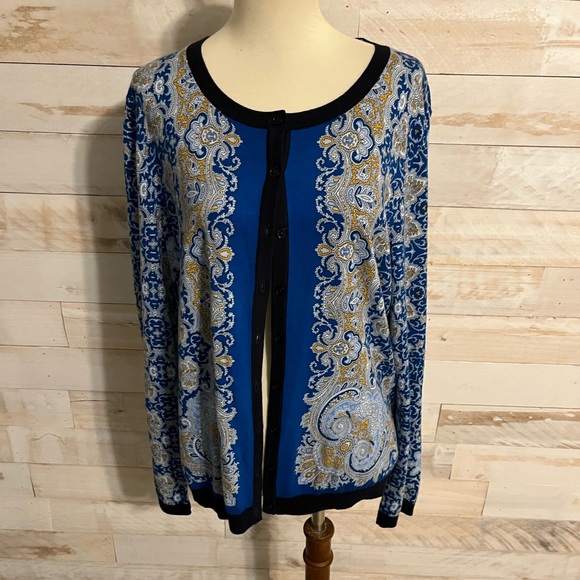 NWT Talbots size L paisley cardigan - Picture 2 of 10